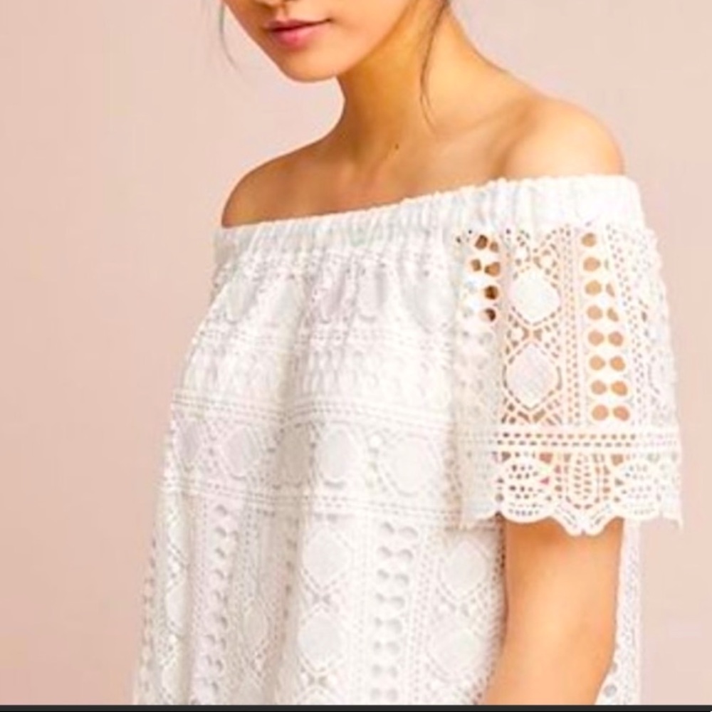 Anthropologie Top | Anthroplogie Evie Off-The-Shoulder Top | Color:White |Size:S